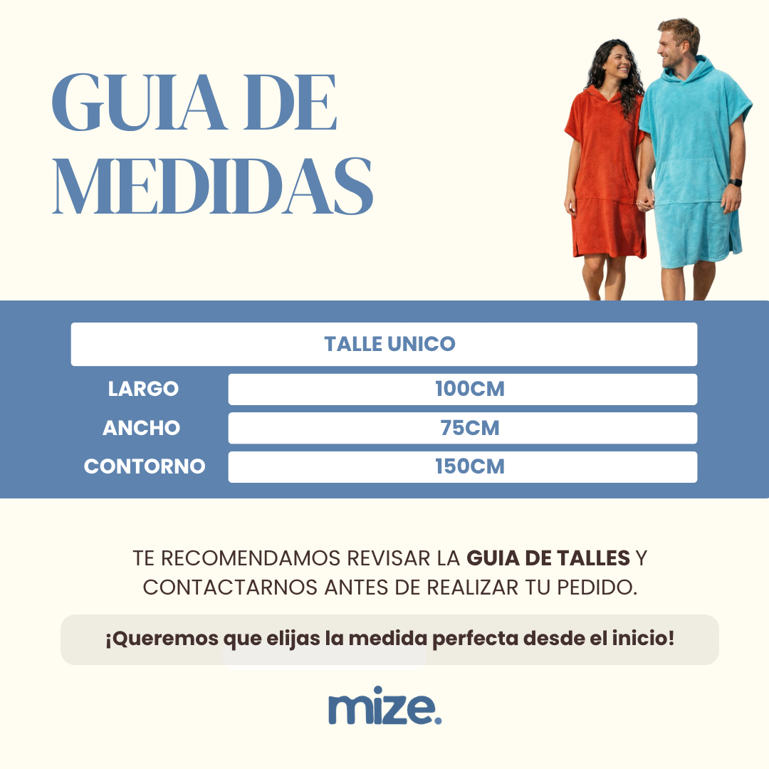 Gu&iacute;a de talles del poncho adulto MIZE